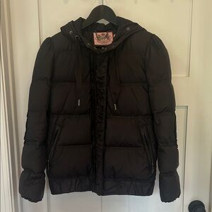 Juicy Couture Black Hooded Puffer Jacket